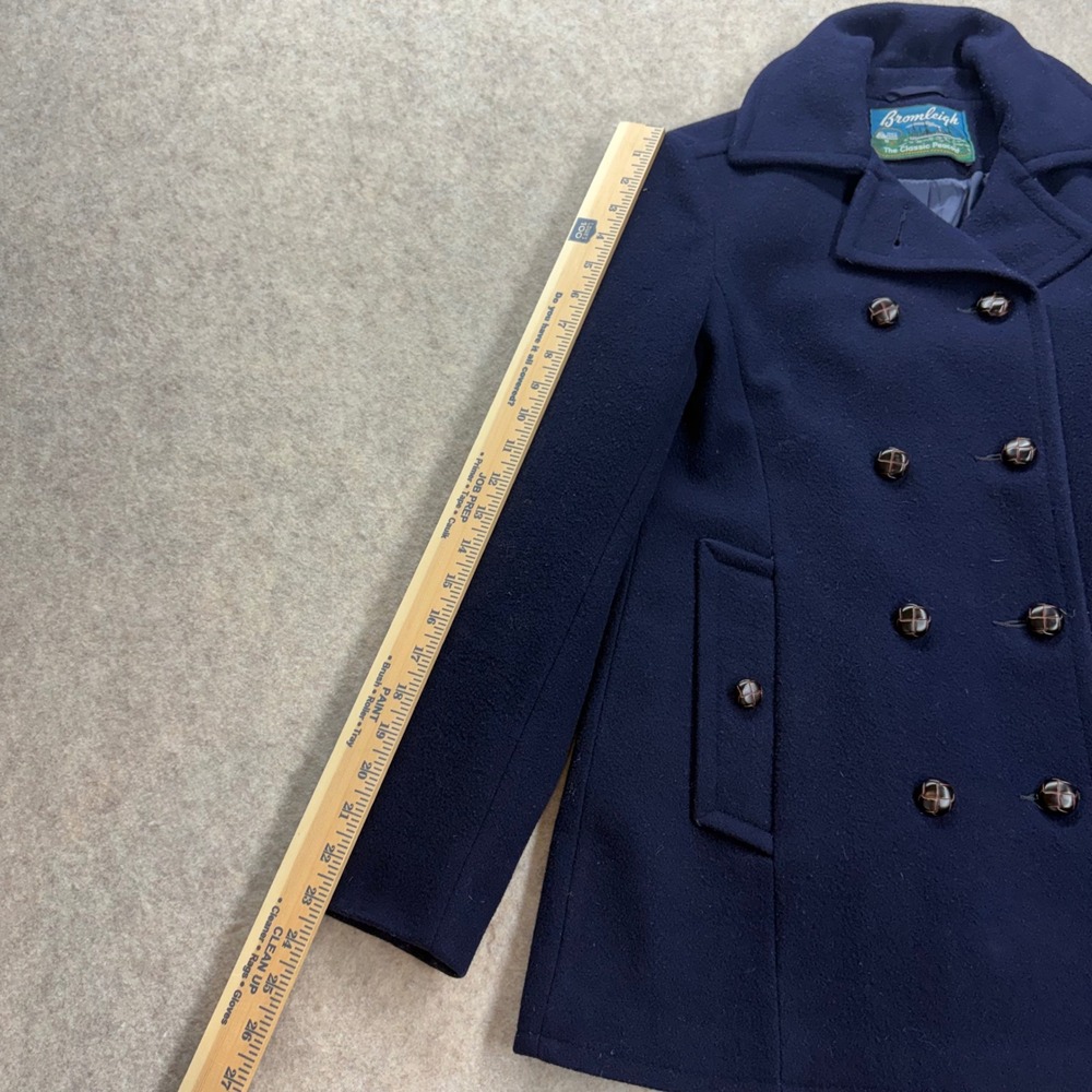 Vintage Navy Blue Wool Double Breasted Peacoat Women Small Dark Academia Preppy - Picture 10 of 11